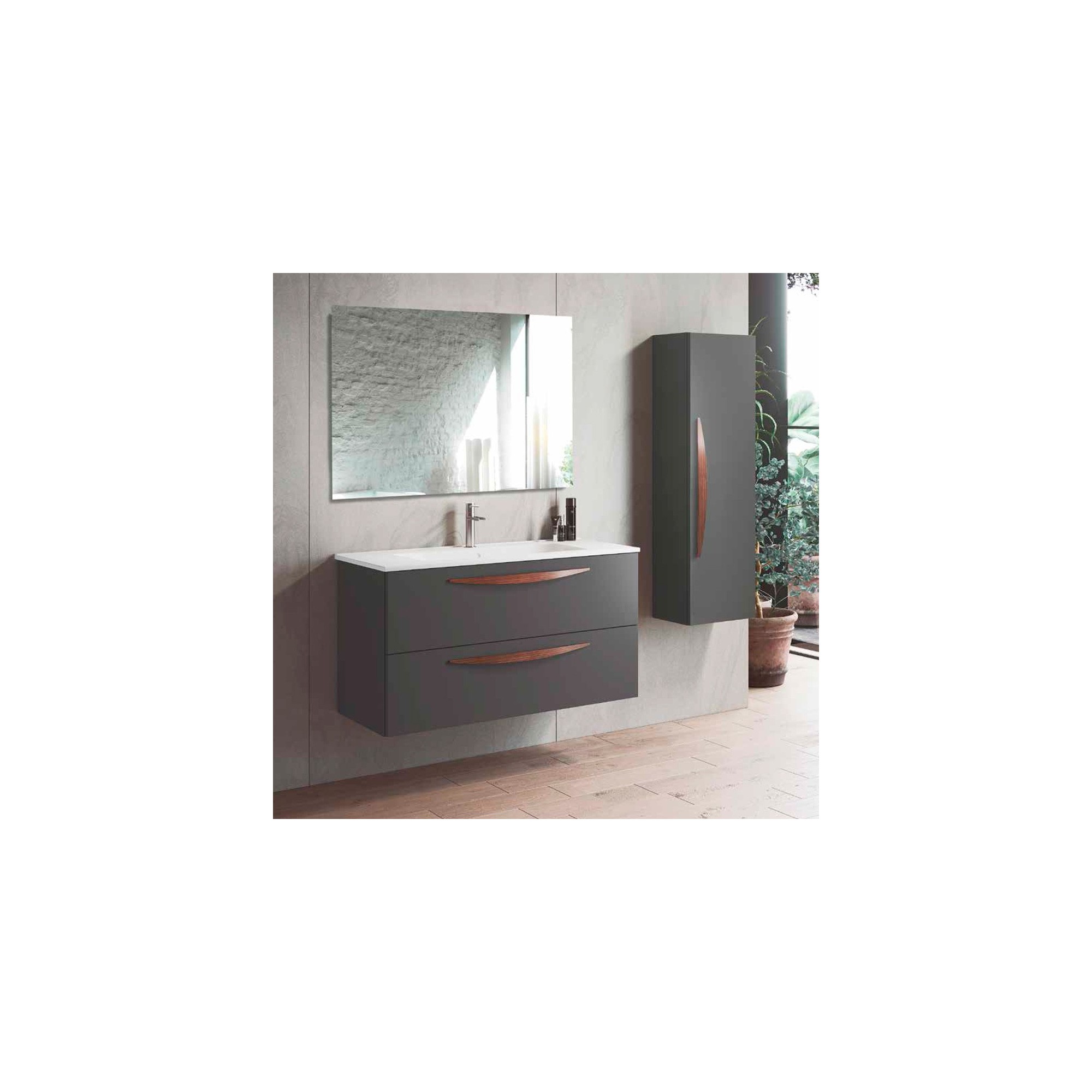 Mueble de baño con patas 3 cajones con lavabo color Ceniza Modelo Arco