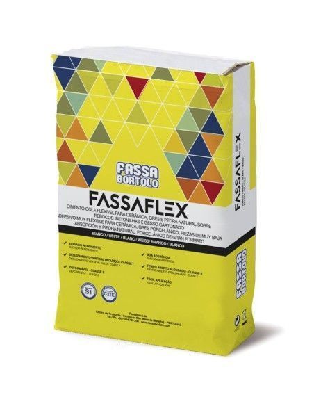 Cemento cola porcelánico blanco FASSAFLEX C2 TE S1 25 Kgs.