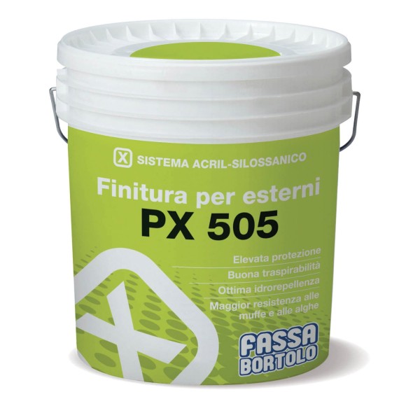 Pintura acril-siloxanica para la protección y decoración de fachadas. COLOR BLANCO 5 litros o 14 litross PX 505 Fassa Bortolo