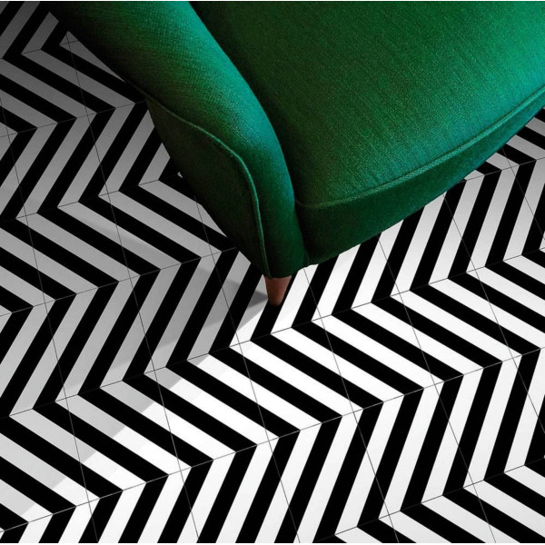 District Lines Black 20x20 - Mayolica
